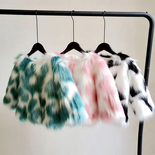 FEESHOW Toddle Kids Color Blocking Faux Fur Jacket for Girls Cardigans Winter Fuzzy Lightweight Thick Coat Outerwear4