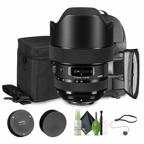 Sigma 14-24mm f/2.8 DG HSM Art Lens for Nikon F (Part 212955) Bundle. Ideal for Professional Portraits Weddings Indoor/Outdoor Adventure, Wildlife, Travel, Photo use + Accessories