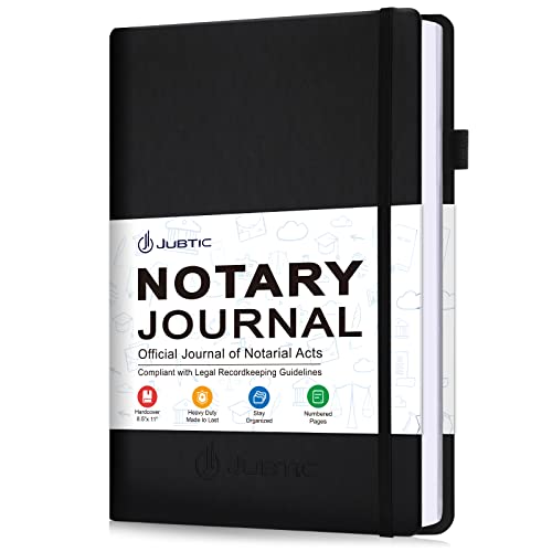 JUBTIC Notary Journal Log Book - A4 Hardcover Notary Public Journal of Notarial Acts - Big Notary Supplies with Privacy Guard - 474 Record Entries, 160 Numbered Pages, 8.5"x11" (Black)