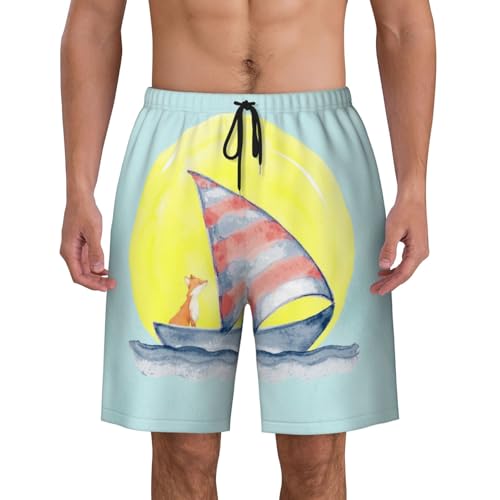 Men's Beach Shorts Fox Animal Mens Swim Trunks Board Shorts with Pockets Swimwear Bathing Suits