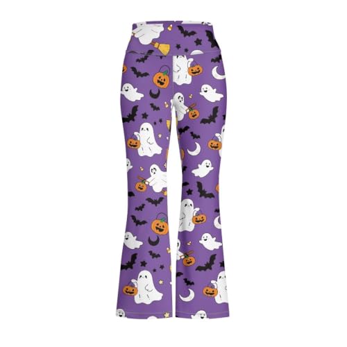 Image of Girls Leggings Floral Print High-Waisted Flared Pants 5-14 Years