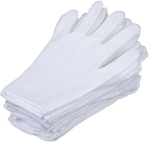 12 Pairs White Cotton Gloves Work Gloves (Large)