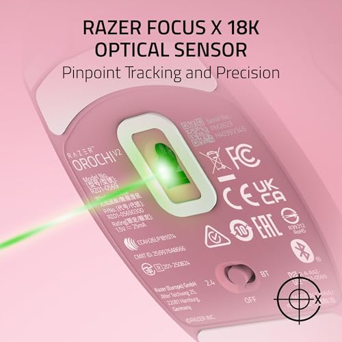 Image of Razer Orochi V2 Wireless Gaming Mouse - Ultra Lightweight & Portable, Bluetooth & 2.4GHz Wireless Connectivity, 18K DPI, Up to 1100 Hr Battery Life, Compatible with PC & Mac - Quartz Pink