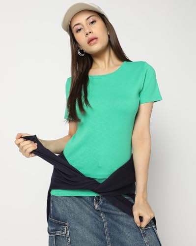 Image of Gap Women Regular Fit Solid Short Sleeves Round Neck Blouse
