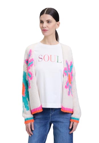 Cartoon Damen Strick-Cardigan mit Intarsie 38, Cream/Pink