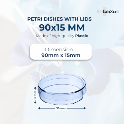 LabXcel Transparent Petri Dishes with Lid - Polystyrene Material, Vents, Petri Dishes for Lab Analysis, School Project Seed Germination Observation, and Science Experiment - (90x15 mm, 100pcs)