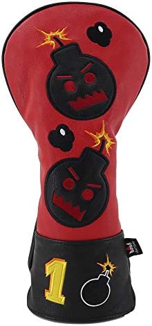 Craftsman Golf Bomb Red & Black Driver Fairway Wood Hybrid PU Leather Vintage Golf Clubs Head Covers