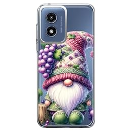 Mundaze - Case for Motorola Moto G 5G 2024 Slim Shockproof Hard Shell Soft TPU Heavy Duty Protective Phone Cover - Purple Grape Gnome