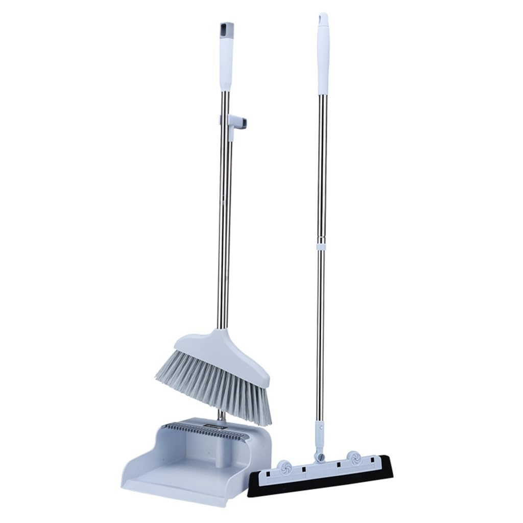dustpan and brush, Sweeper Dustpan Set Household Soft Bristles Bathroom Magic Scraping Water Non-stick Hair Sweeping Plastic Broom