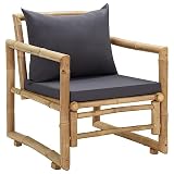 DXKDUSOKJ Bamboo Garden Chairs Set of 2 with Cushions, Traditional Outdoor Patio Seating with Slatted Backrest and Padded Seat, Sturdy Natural-Looking Chairs for Terrace or Garden