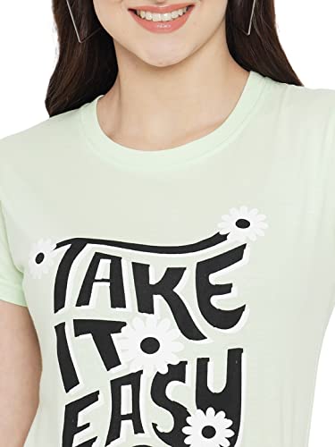 Image of Preneum Women's Cotton Regular Fit Graphic Stylish Printed Short Sleeves Casual T-Shirt |Trend & Styles