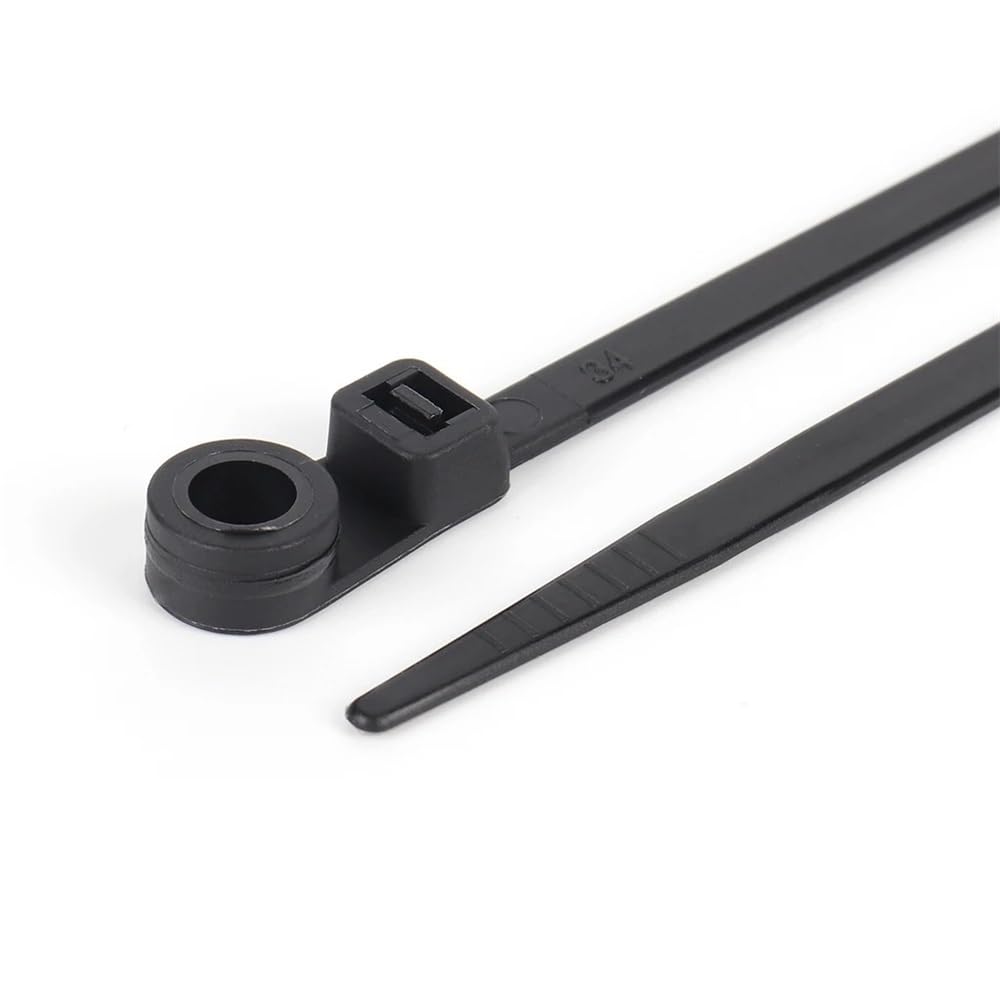 100 fascette stringicavo fisse, in nylon, autobloccanti, con foro per viti, organizer (5 x 200 mm)