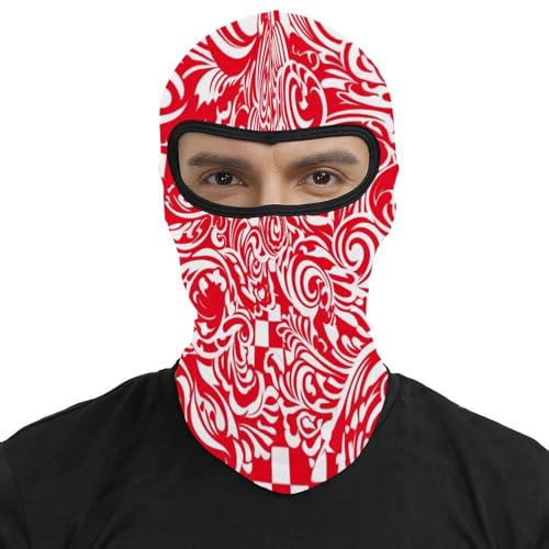Máscara facial para hombres y mujeres roja y blanca impresa, balaclava térmico para invierno, protección contra frío, viento y rayos UV, ideal para esquí, motocicleta y ciclismo miniatura 2