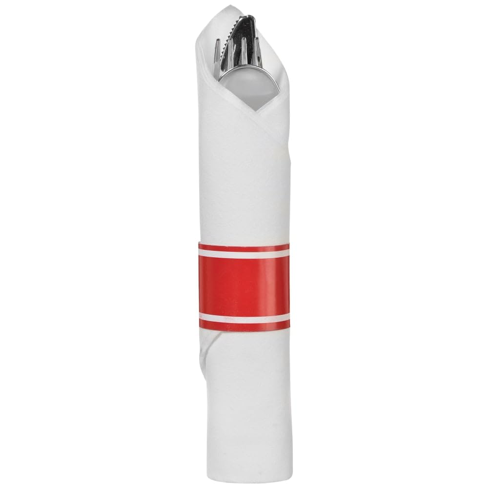 amscan- Posate Arrotolate | Rosso Mela | 10 pz, 8022.4
