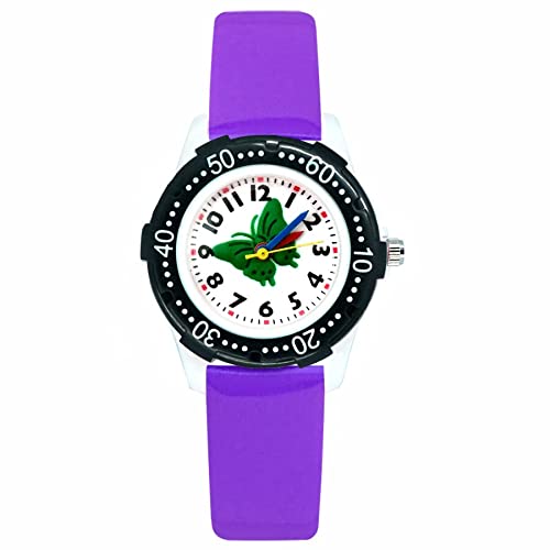 Reloj de niña Moda Lindo Bonito Estilo de Mariposa de Dibujos Animados Estudiante Niñas Niños Relojes de Pulsera de Cuero de Cuarzo Reloj Relojes para niñas (Color : Pink)