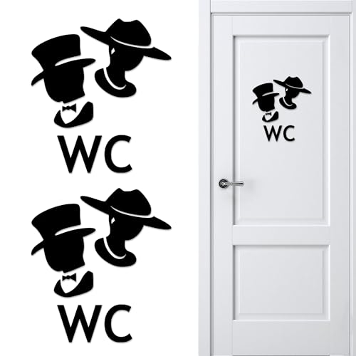 Toilet Signs for Door British-Style 2PCS Set, Self-Adhesive Toilet Sign Stickers, Classic Ladies Gentlemen Symbols for Bathroom, Office or Cafe, Decorative, Sturdy and Highly Visible