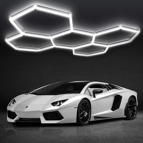 DIKHEE Luminaire de Garage à LED en nid d'abeille 5-Hex, 192W 650...