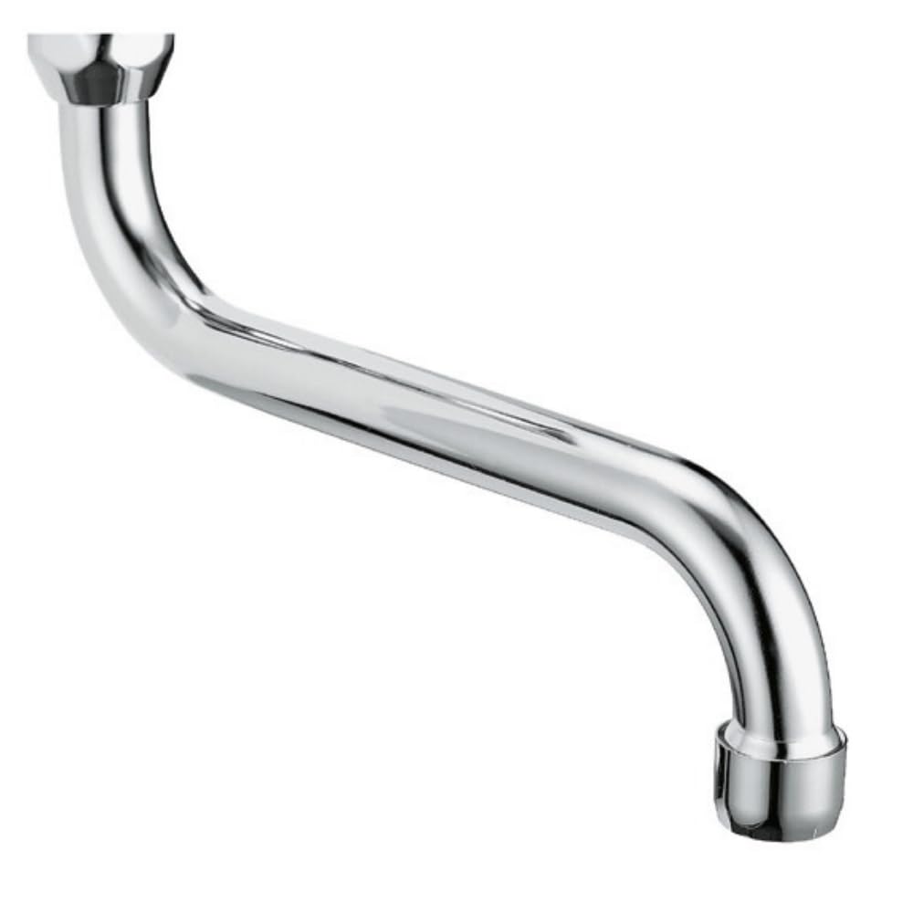 Schläfer 400314 | Bec de Rechange Pivotant en S pour Robinet Mural Cuisine, Longueur 25 cm, Raccord 3/4" (Ø 24,9 mm), Aérateur Anticalcaire M22 Compatible avec Neoperl, Laiton Chromé