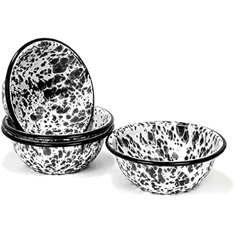 Juego de 4 cuencos de cereal esmaltados Red Co. mármol negro Cover
