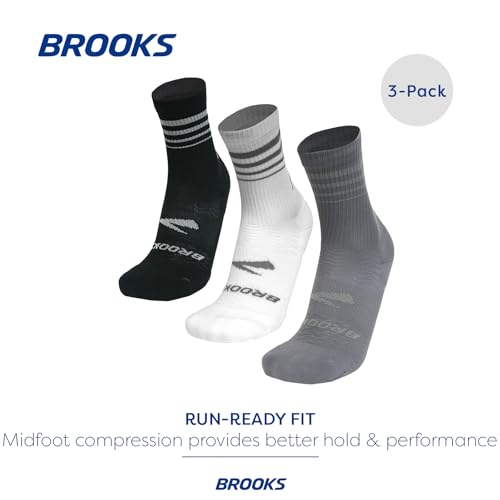 Image of Brooks Run-In Crew Sock 3-Pack, Crew Length, Arch Support, Running Socks