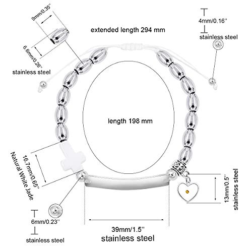 Custom Id Bracelet Handmade Stainless Steel Beads Beaded Identity Name Personalized Religious Cross Bracelet For Women Girls Y1460 #TOP6