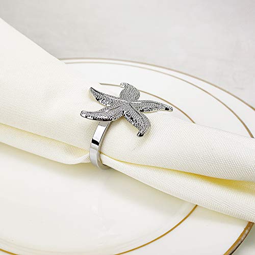 Starfish Napkin Rings Set Of 8 Silver Fall Winter Wedding Ocean Coastal Nautical Holiday Party Beach Home Table Decor #TOP2