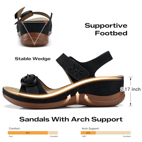 Image of SHIBEVER Wedge Sandals Women Comfortable: Sandals for Women 2026 Dressy Summer Ankle Strap Open Toe Low Heel Platform Wedges Shoes