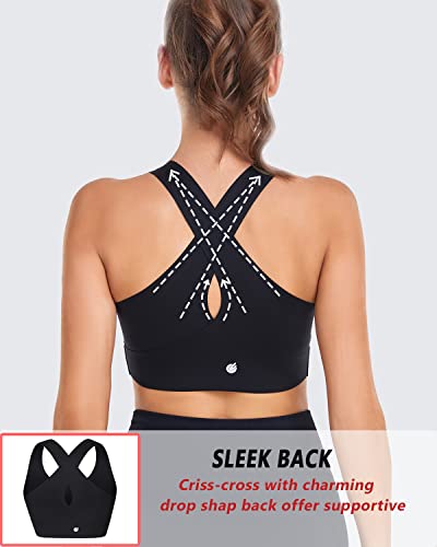 Cordaw Sports Bra For Women Seamless Smooth Yoga Bra Medium Impact High Support Ultra Soft& Comfort Workout Bra With Pads, Black S #TOP5