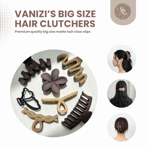 Image of Hair Claw Clips for Women and Girls | 3 Large & 3 Small Strong Grip Matte Clutcher (Mix 6 pc)