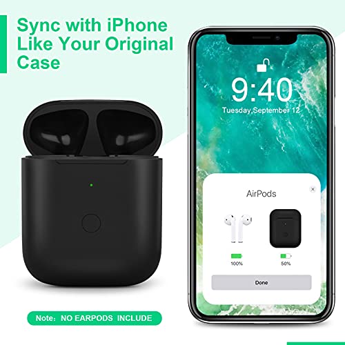 Wireless Charging Case For Airpod 1/2, Charger Case Replacement With Sync Button And Built-In 450 Mah Battery, No Earbuds Include (Black) #TOP3