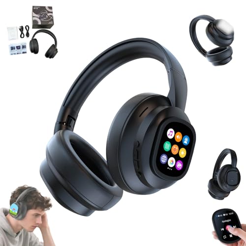 HY-X1 PRO AI Translation Wireless Headphones with Movable LCD Touch Screen, Translator Headphones Real Time 115 Language & Accents, Flashlight, Alarm, and Voice Recorder