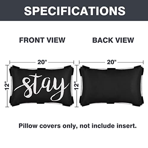 Outdoor Pillow Covers 12 X 20 Inch, Waterproof Black Lumbar Throw Pillows For Patio Porch Furniture Couch, Black Decorative Cushion Cover, Spring Summer Pillow Cases For Sofa Chair Garden, Set Of 2 #TOP4
