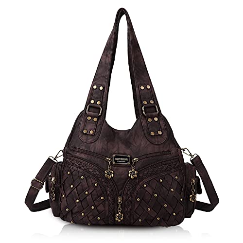 Sac à main pour femme en cuir délavé marron café aux finitions artisanales