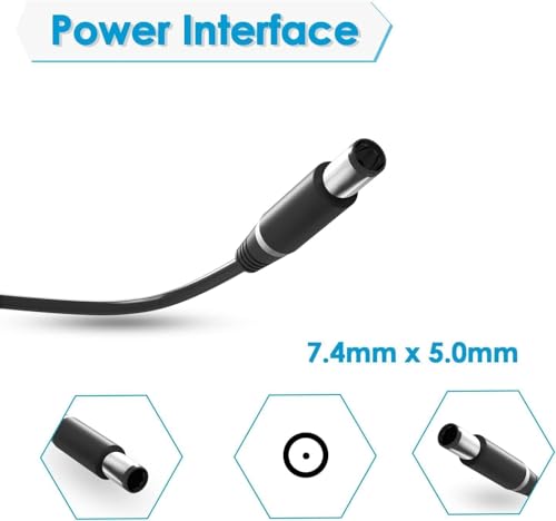 Image of 65W Laptop Charger for DELL Latitude E5470 7480 7490 E7250 3300 3380 5280 5480 5490 E5440 E5470 E6540 E7440 E7450 E7250 E6440 E6430 7290 5490 5590 5290 19.5V 3.34A (with Power Cable) (DE 65W 7.4*5.0m)