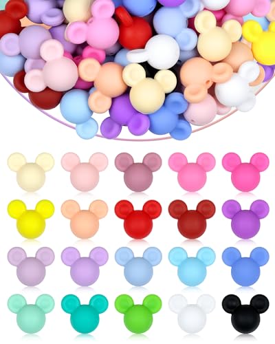 60 PCS FIVEIZERO Focal Beads - Mouse Focal Beads Mouse Head Silicone Focal Bead for DIY Keychains Bracelets Necklaces Pens Lanyard Making - Ideal for Crafts and Jewelry Making Projects