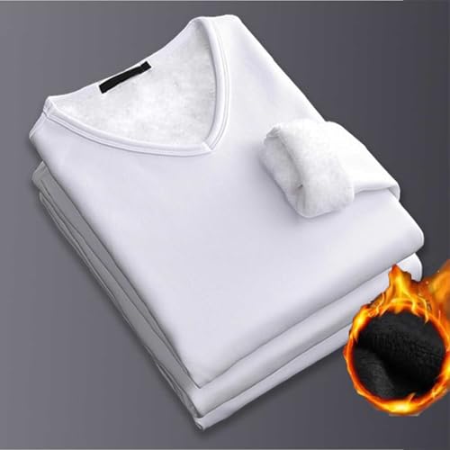 Men's Winter Thermal Sweatshirts Fleece Lined V Neck Base Layer T-Shirt Long Sleeve Solid Color Pullovers4