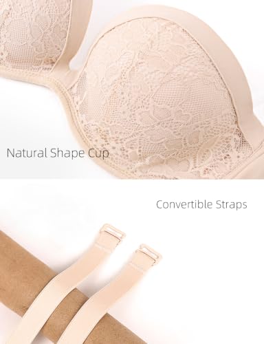 Image of Upushall Strapless Push Up Bras for Women Padded Deep Plunge Seamless Bra | U Shape, Halter, Non Slip, Supportive, Convertible Straps