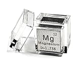 0.39" 10mm Magnesium Metal Cube Mg up to 99.9% Pure Periodic Table Element Engraved Density Collection Science Education Display Block Cube + Acrylic Case Box - 1PC