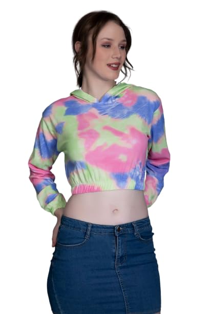 Image of OM SAI LATEST CREATION Women's Western Crop Top with Hoodie Neck & Long Sleeve || Drawstring Pullover Tops || Loose Casual Hoodies for Women Top.