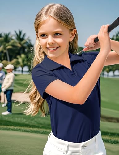 Image of KEREDA Girls Polo Shirts Golf Tennis School Uniform T Shirts Quick Dry Tops