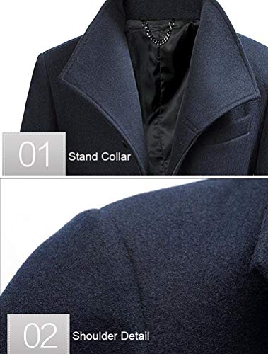 Image of FTCayanz Men's Wool Trench Coat Winter Slim Fit Business Top Coat Single Breasted Overcoat