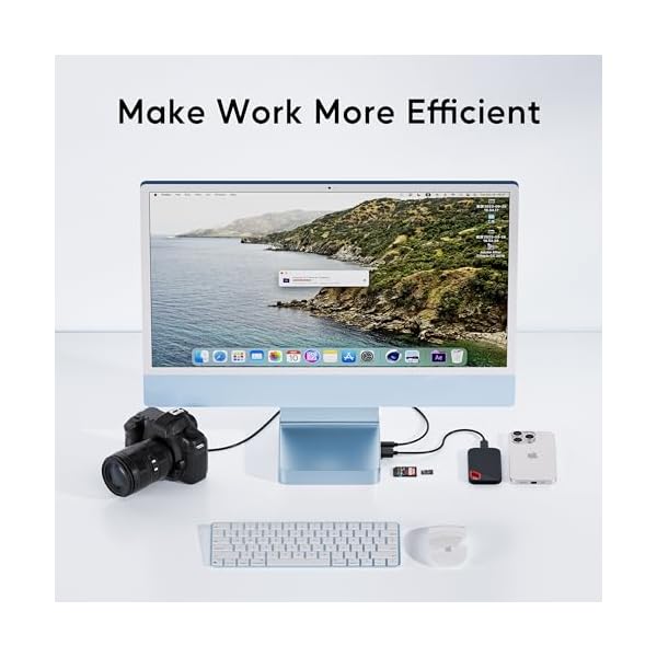 USB C HUB for iMac 24 inch 2021/2023/2024, PULWTOP USB Hub Adapter iMac Accessories for iMac M1/M3/M4 with USB C 10Gbps 3*USB A SD/TF, Docking Station Support Expand M.2 SSD (Not Included),Blue - Image 7