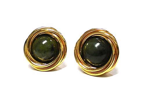 Irish Connemara Marble: Nest  Gold-Plate Stud Earrings…