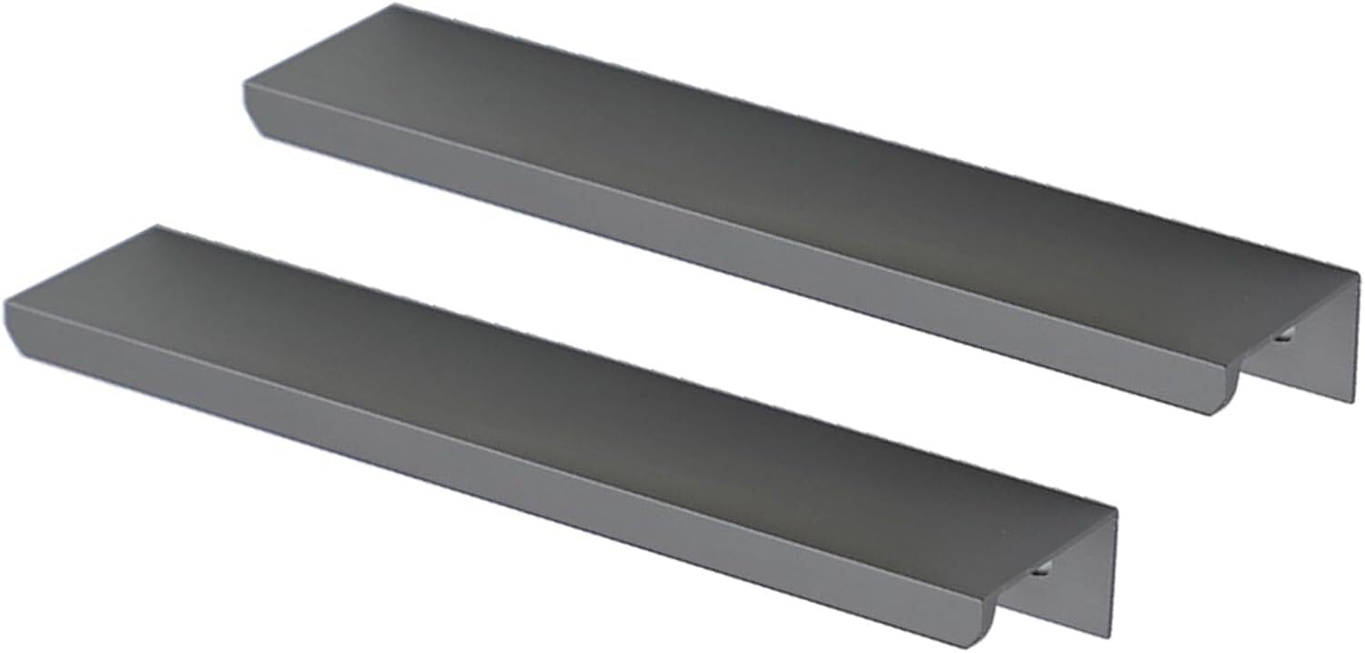 SBZIOJHDR Door Handle, Wardrobe Kitchen Cupboard Finger Edge Pull DrawerHandles Furniture Knobs Grey 2 Pieces(Hole Distance 128mm)