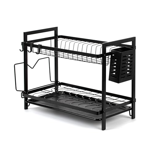 Tatay Escurridor de Platos con Bandeja, de Metal, Libre de BPA, con Compartimento para Platos y Cubiertos. Medidas 34 x 48.5 x 24.5 cm