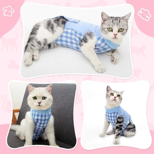 Cat Recovery Suit for Abdominal Wounds or Skin Diseases, Cat Onesie for Cats After Surgery Female Kitten Recovery Suit, Breathable E-Collar Alternative for Cats After Spay Anti Licking Wounds - Thumbnail 5