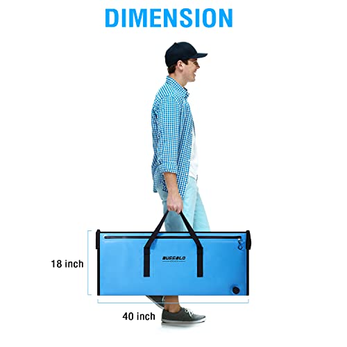 Buffalo Gear Insulated Fish Bag Cooler 40X18In,Leakproof Fish Kill Bag With 2 Reusable Cooler Ice Packs Large Portable Waterproof Fish Bag Keep Ice-Cold More Than 48 Hours (Watertight Zipper) #TOP6