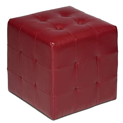 Cortesi Home CH-OT258430 Braque Tufted Cube Ottoman In Leather Like Vinyl cover