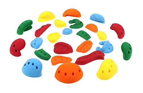 Atomik Rock Climbing Holds Set of 25 Screw-On Holds for Kids Style 2 in Assorted Bright Tones