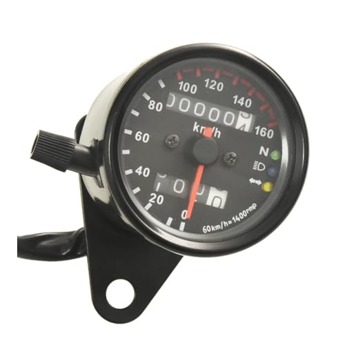 ゲージ オドメーター タコメーター ユニバーサルオートバイスピードメーター走行距離計ゲージスクーターバックライト付きデュアルスピードメーターLEDインジケーター付きDC 12V 0?160km / H